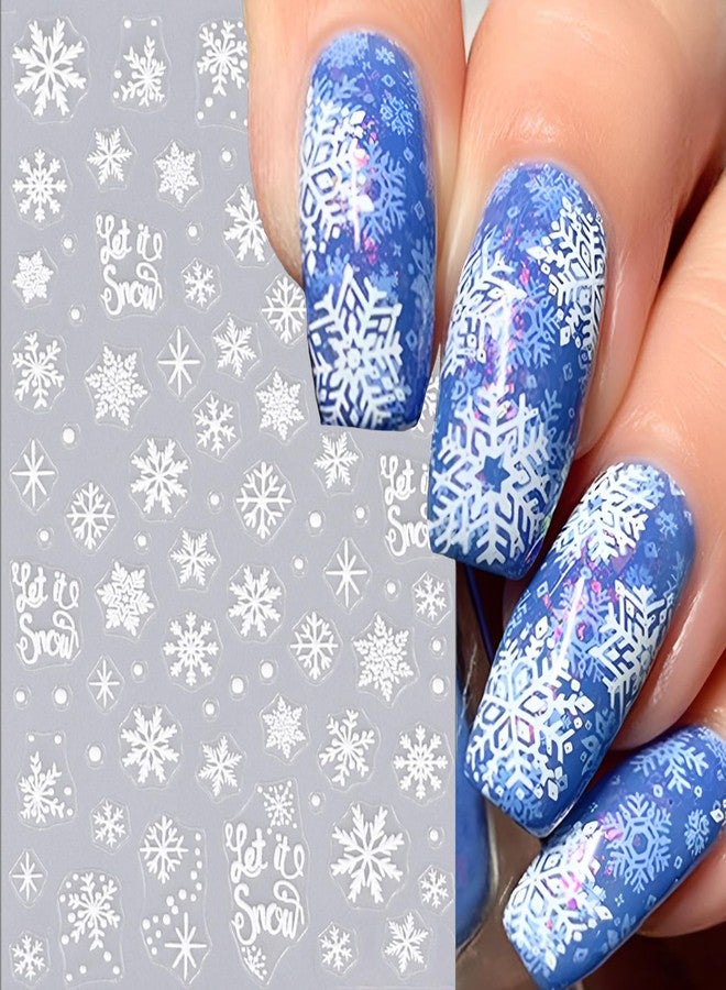 winthrop 6 Sheets Christmas Nail Art Stickers Snowflake 5D Embossed Self-Adhesive Nail Decals,White Xmas Tree Winter Romance Nail Sticker,Holiday DIY Manicure Decoration Supplies Accessories for Women Girl - Image 5